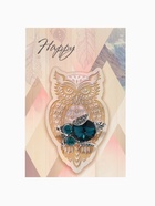 Брошь «Сова круглая», синяя в чернёном серебре - Фото 2