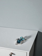 Брошь «Сова круглая», синяя в чернёном серебре - Фото 5