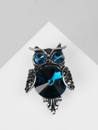 Брошь «Сова круглая», синяя в чернёном серебре - Фото 7