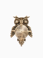 Брошь «Сова круглая», зелёная в чернёном золоте - Фото 2