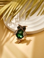 Брошь «Сова круглая», зелёная в чернёном золоте - Фото 5