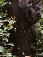 Брошь «Сова круглая», зелёная в чернёном золоте - Фото 4