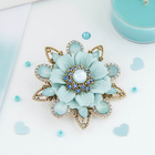 Брошь «Цветок цинния», цвет голубой в чернёном золоте - Фото 1