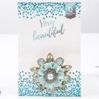 Брошь «Цветок цинния», цвет голубой в чернёном золоте - Фото 2