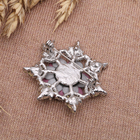 Брошь «Цветок» хризантема, цвет серо-розовый в серебре - Фото 2