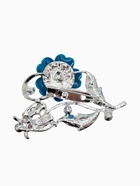 Брошь «Цветение», цвет морской в серебре - Фото 3