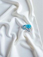 Брошь «Цветение», цвет морской в серебре - Фото 5