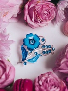 Брошь «Цветение», цвет морской в серебре - Фото 5