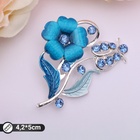 Брошь "Цветение", цвет морской в серебре - фото 809207988