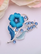 Брошь «Цветение», цвет морской в серебре - Фото 9