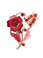Брошь «Цветение», цвет красный в золоте - Фото 1