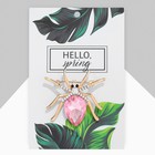 Брошь «Паук», бело-розовая в золоте - Фото 2