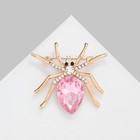 Брошь «Паук», бело-розовая в золоте - Фото 1
