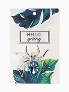 Брошь «Паук», цвет бело-синий в серебре - Фото 4