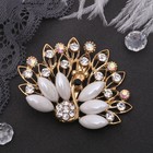 Брошь «Павлин» с пушистым хвостом, цвет бело-радужный в золоте - Фото 2