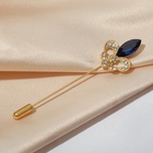 Булавка «Лилия королевская» 7.6 см, цвет бело-синий в матовом золоте - фото 61514876