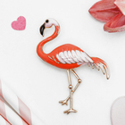 Брошь «Фламинго», цвет розово-оранжевый в золоте - Фото 1