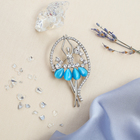 Брошь «Балерина» в рамке, цвет бело-бирюзовый в серебре - Фото 1