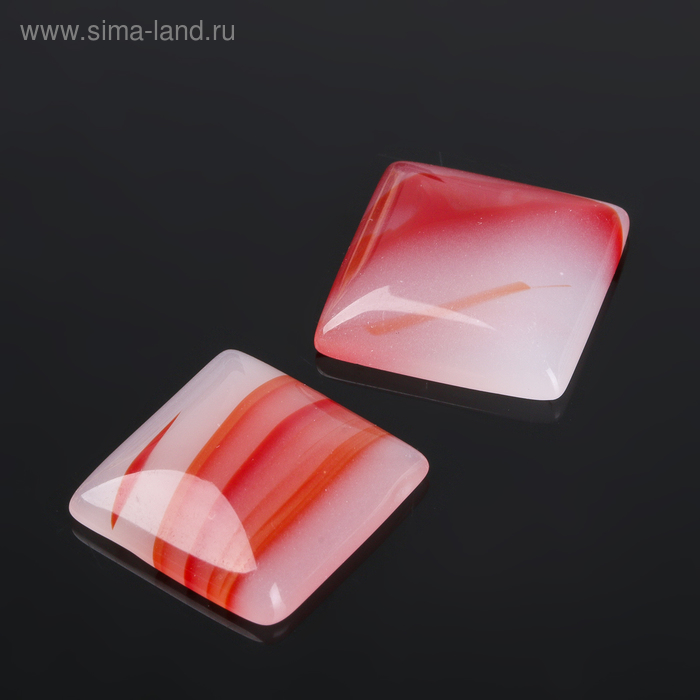 Кабошон "Сердолик" квадрат 20*20мм (набор 2шт) - Фото 1