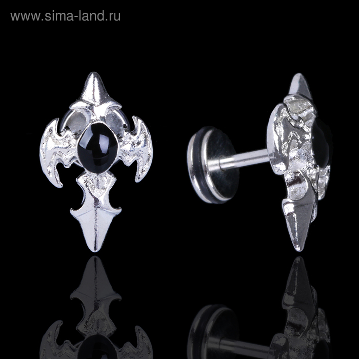 Пирсинг в ухо «Крест», L=4.5 см, черный в серебре - Фото 1