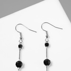 Серьги висячие со стразами «Капли» дорожка, цвет чёрный в серебре, 6.2 см - Фото 2