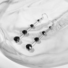 Серьги висячие со стразами «Капли» дорожка, цвет чёрный в серебре, 6.2 см - Фото 4