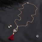 Гарнитур 2 предмета: серьги кулон "Кисть" капля, цвет бело-бордовый в золоте, 50см - Фото 2