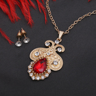 Гарнитур 2 предмета: серьги, кулон "Ажур" вивальди, цвет бело-бордовый в золоте, 50см - Фото 1