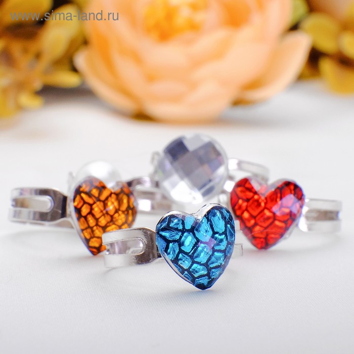 Кольцо «Ассорти» сердца, форма МИКС, цвет МИКС - Фото 1
