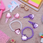 Комплект детский «Выбражулька» 3 предмета: браслет, 2 заколки, сердца, цвет МИКС - фото 8346121