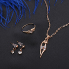Гарнитур 3 предмета: серьги, кулон, кольцо размер МИКС 16-18 "Кошечка", цвет белый в золоте, 40см - Фото 1