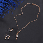 Гарнитур 3 предмета: серьги, кулон, кольцо размер МИКС 16-18 "Кошечка", цвет белый в золоте, 40см - Фото 2