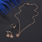 Гарнитур 3 предмета: серьги, кулон, кольцо размер МИКС 16-18 "Цветок", цвет белый в золоте, 40см - Фото 2