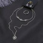 Гарнитур 4 предмета: серьги, кулон, браслет, кольцо МИКС 16-18 "Цветок", цвет белый в серебре, 40см - Фото 1