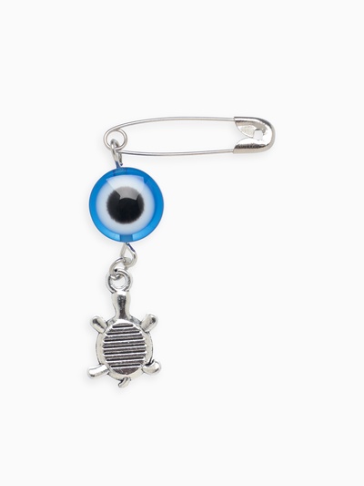 Булавка-оберег «На здоровье» черепаха, 2.2 см, синяя в серебре