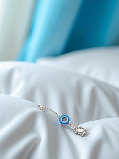 Булавка-оберег «На здоровье» черепаха, 2.2 см, синяя в серебре