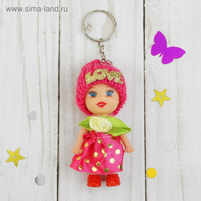 Куколка-брелок «Девочка», платье в горошек, цвета МИКС - Фото 1