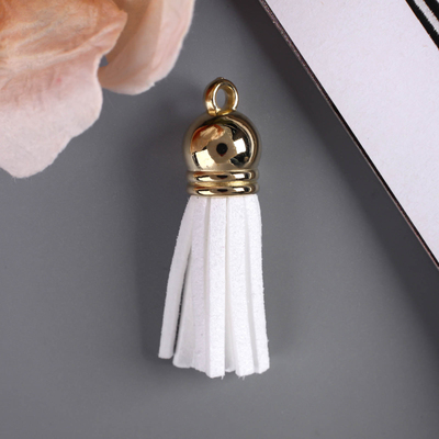 Декор для творчества иск. замша "Бахрома белая" золото набор 10 шт 4х1,7 см