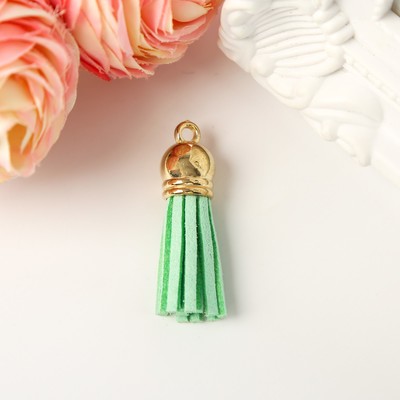 Декор для творчества иск. замша "Бахрома мята" золото набор 10 шт 4х1,7 см