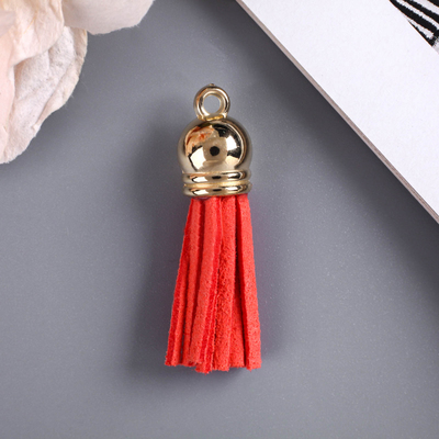 Декор для творчества иск. замша "Бахрома коралл" золото набор 10 шт 4х1,7 см