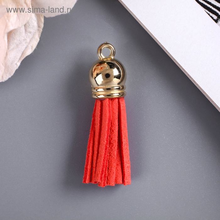 Декор для творчества иск. замша "Бахрома коралл" золото набор 10 шт 4х1,7 см - Фото 1