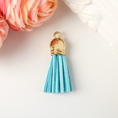 Декор для творчества иск. замша "Бахрома голубая" золото набор 10 шт 4х1,7 см