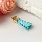 Декор для творчества иск. замша "Бахрома голубая" золото набор 10 шт 4х1,7 см - Фото 2