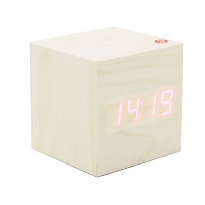 Часы-будильник "Кубик", дата, температура, 4ААА не в компл., белое дерево