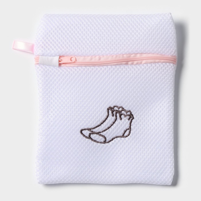 Мешок для стирки носков Доляна, 17×20 см, трехслойный, крупная сетка, цвет МИКС - фото 1909808555