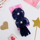 Набор для волос «Классика», 2 зажима,4 резинки, жемчужина, синий - Фото 1