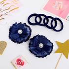 Набор для волос «Классика», 2 зажима,4 резинки, жемчужина, синий - Фото 2