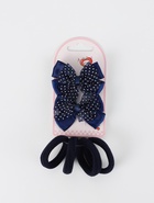 Набор для волос «Классика», 2 зажима, 4 резинки, бантик горох, синий - Фото 2