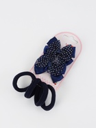 Набор для волос «Классика», 2 зажима, 4 резинки, бантик горох, синий - Фото 3