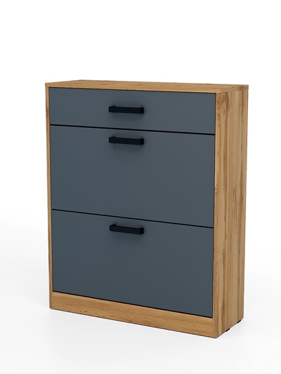 Обувница в прихожую «Клик Мебель», 1 ящик, 782×280×960 мм, цвет дуб вотан/тёмно - серый